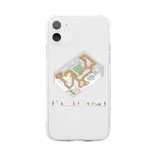 one room one desk+展開図 Soft Clear Smartphone Case