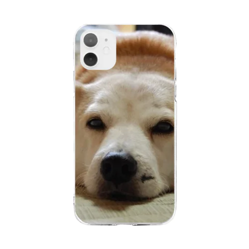 白い柴犬のクロ＊スマホケース Soft Clear Smartphone Case