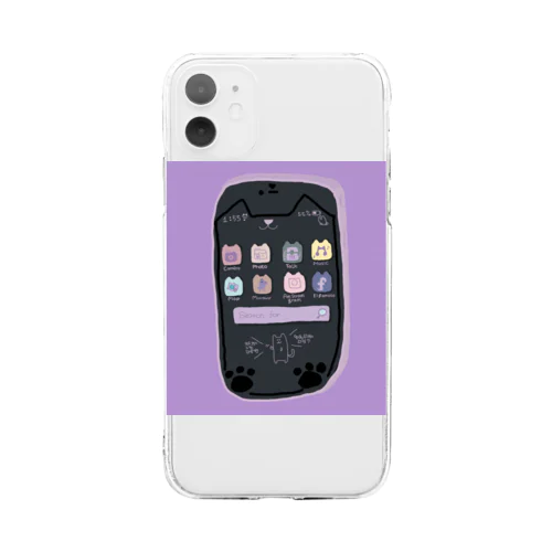 ねこphone  purple ソフトクリアスマホケース