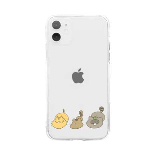 ねそべり(とらくん、りすくん、たぬきさん) Soft Clear Smartphone Case