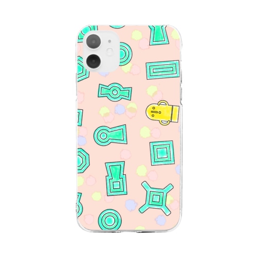 埴輪と古墳のなかまたち(オレンジ) Soft Clear Smartphone Case