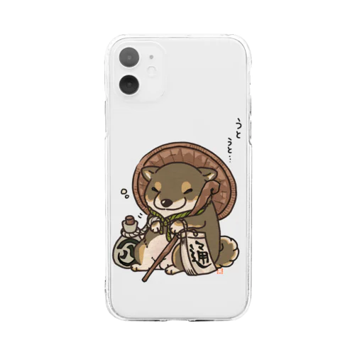 信楽焼のタヌキ風柴犬（黒柴） Soft Clear Smartphone Case