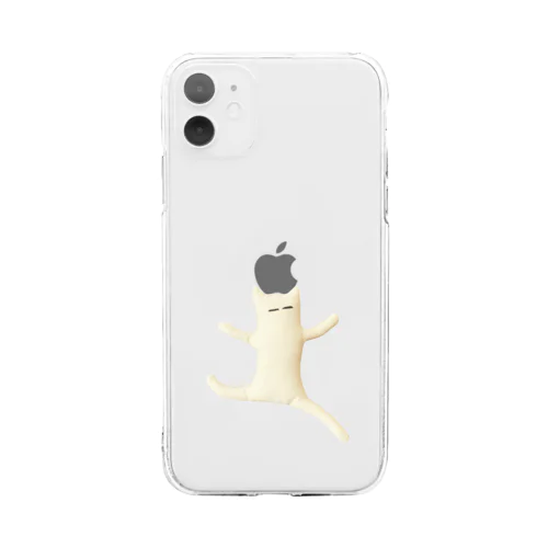 自由な白い生き物（りんご真ん中Ver.） Soft Clear Smartphone Case