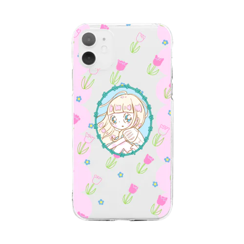 フリルチューリップのクリアスマホケース Soft Clear Smartphone Case