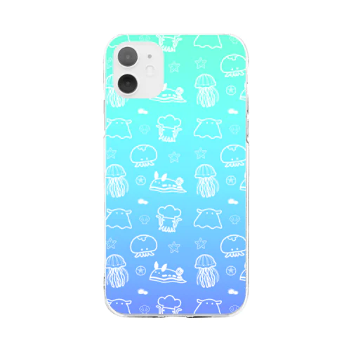 メンダコとクラゲと…？ Soft Clear Smartphone Case