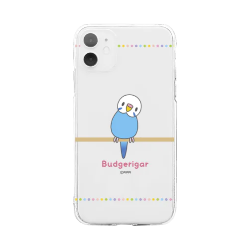 ブルー女の子＊セキセイインコ＊ Soft Clear Smartphone Case