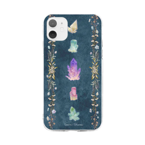 鉱物と植物柄２ Soft Clear Smartphone Case