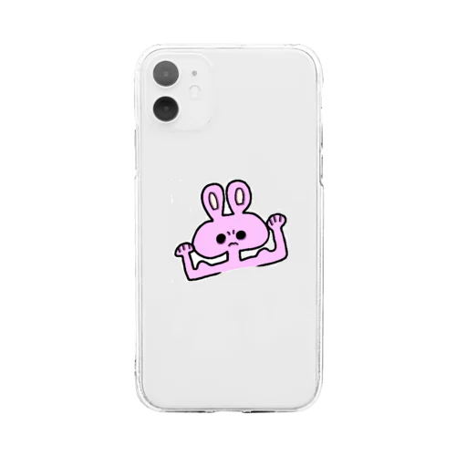 細マッチョおこうさぎ Soft Clear Smartphone Case