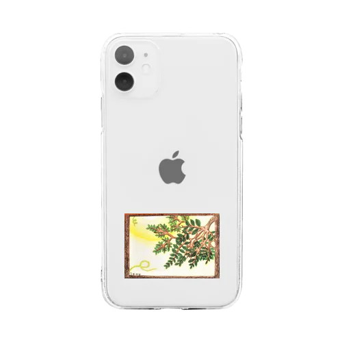夏の窓 ～生い茂った葉が覗く～ Soft Clear Smartphone Case
