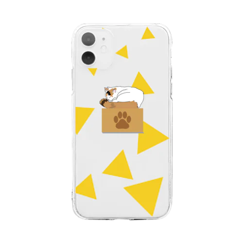 おひるねこ　黄色 Soft Clear Smartphone Case