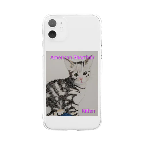 猫さんAmericanshorthair　縦 Soft Clear Smartphone Case