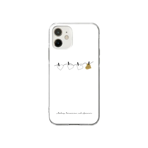 つなぐ｜heart rythm_white Soft Clear Smartphone Case