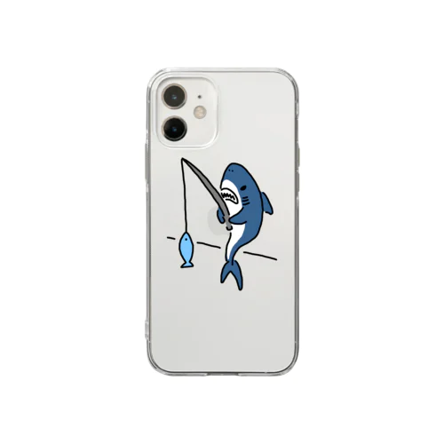 釣りをするサメ Soft Clear Smartphone Case