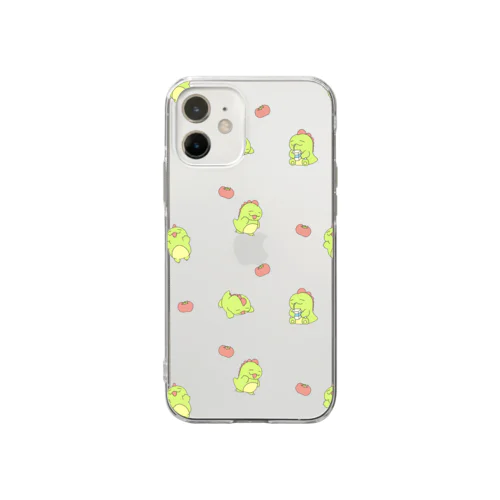 恐竜のニヤちゃんスマホケース Soft Clear Smartphone Case