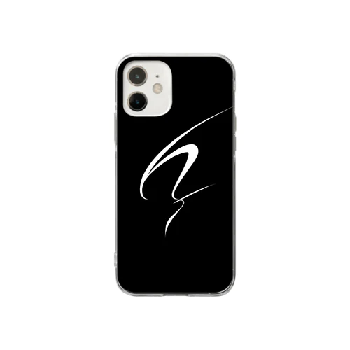 厨二っぽいシンボル（白、背景黒） Soft Clear Smartphone Case