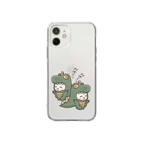 双子にゃんこの恐竜だよ～ Soft Clear Smartphone Case