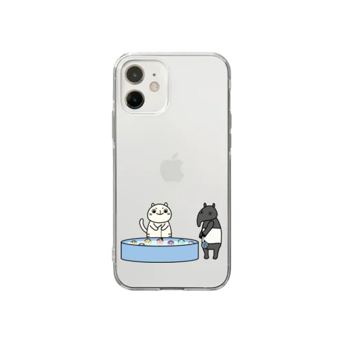 ヨーヨー釣りするバクとにゃごやま Soft Clear Smartphone Case