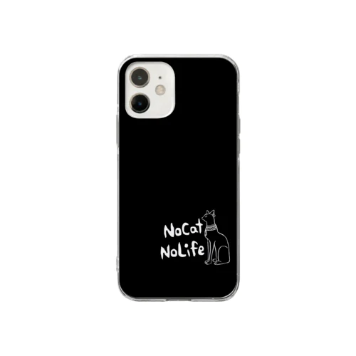 バステト　NO Cat NO Life文字入り　スマホケース　黒 Soft Clear Smartphone Case