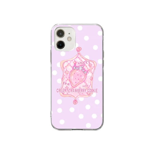 cream strawberry cookie"紫"ソフトクリアスマホケース Soft Clear Smartphone Case