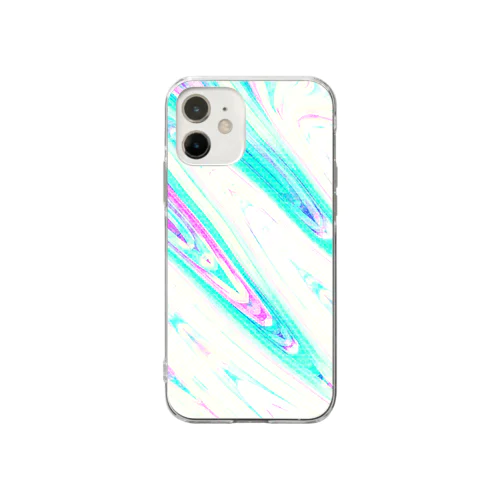 きまぐれマーブリング柄_L Soft Clear Smartphone Case