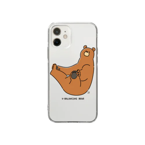 V字バランスするクマ(いろ) Soft Clear Smartphone Case