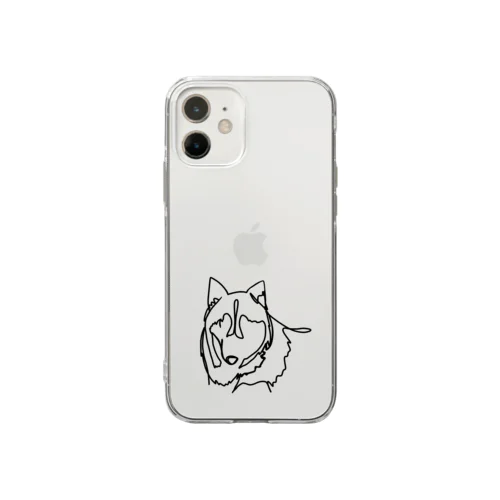 シベリアンハスキー(一筆描き) Soft Clear Smartphone Case