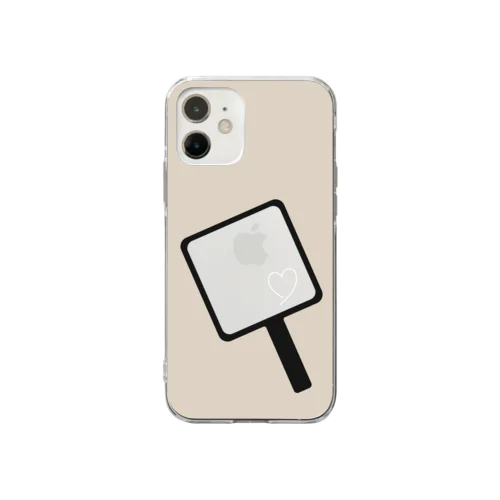 ハンドミラー　ベージュ Soft Clear Smartphone Case