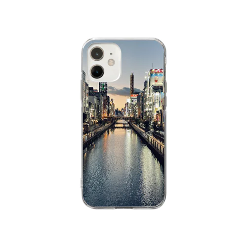 大阪の街と道頓堀 Soft Clear Smartphone Case