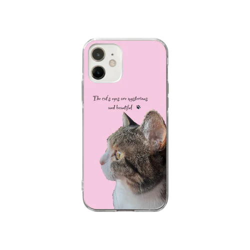 猫の瞳（キジ三毛） Soft Clear Smartphone Case