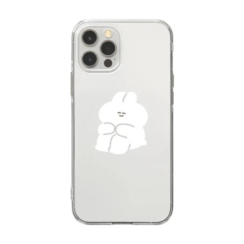 体育座りうさちゃん Soft Clear Smartphone Case