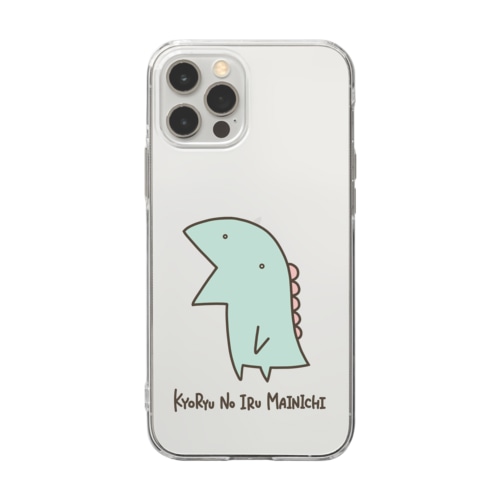 恐竜のいる毎日（ティラノサウルス/ロゴ） Soft Clear Smartphone Case
