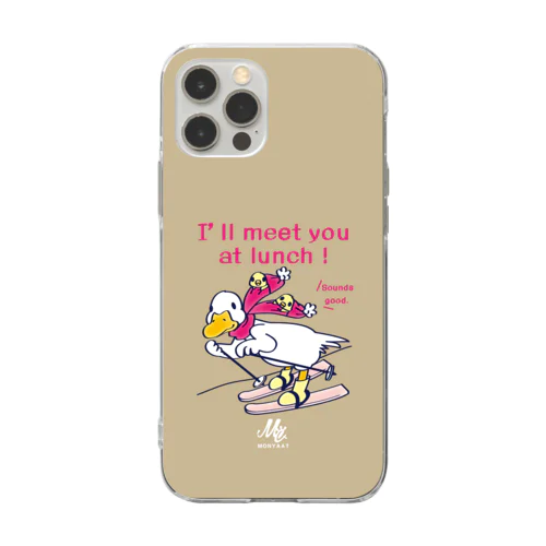 あひるのおひるさんのスキーＣ*ブラウン Soft Clear Smartphone Case