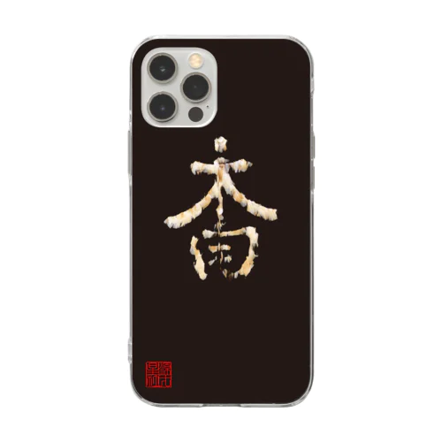 陣羽織 黒鳥毛「太白」文字模様柄 Soft Clear Smartphone Case