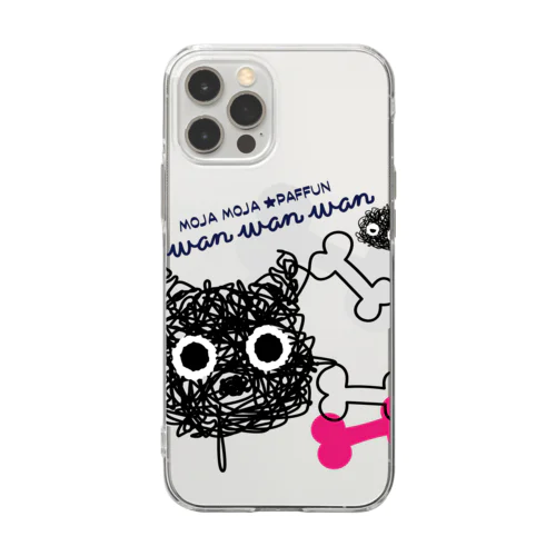 CT107 もじゃもじゃ★ぱっふん*wanwanwanA Soft Clear Smartphone Case