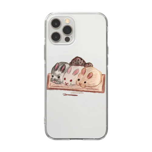 うさだんご3色合わせ Soft Clear Smartphone Case