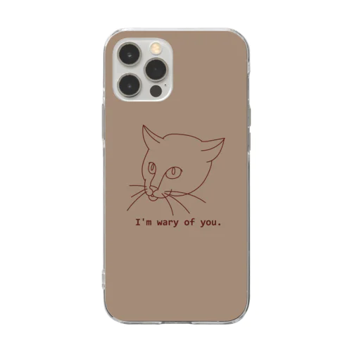 警戒中の猫 Soft Clear Smartphone Case