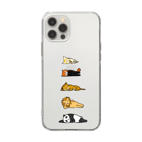 無気力な猫っぽい動物縦置き Soft Clear Smartphone Case