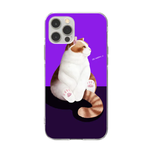 猫のひと時（violet） Soft Clear Smartphone Case