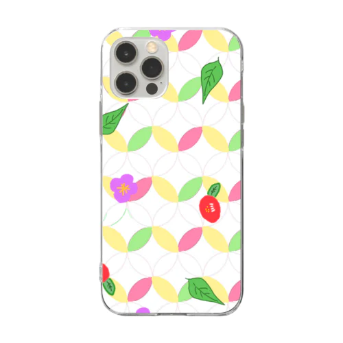 七宝柄(ピンク) Soft Clear Smartphone Case