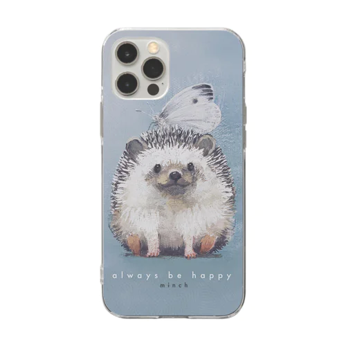 ハリネズミと蝶 Soft Clear Smartphone Case