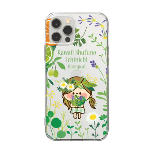 かわいい主婦の1日 ボタニカル柄2 Soft Clear Smartphone Case