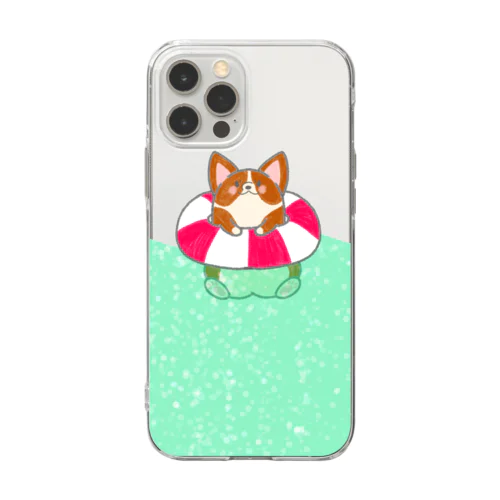 コーギーとメロンソーダの海 Soft Clear Smartphone Case