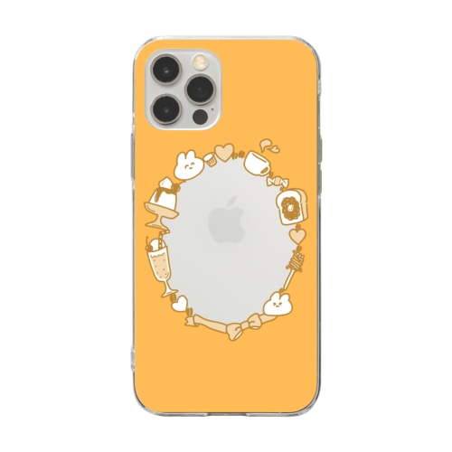 窓つき喫茶店うさちゃん オレンジ Soft Clear Smartphone Case