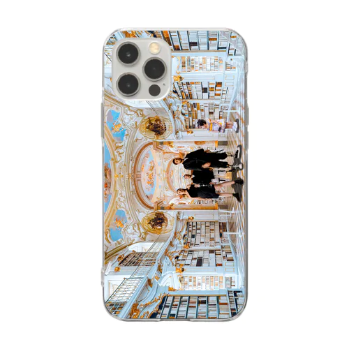 図書館、お城、男性、女性、子供、ピンク、義手、義足、障害、絵画 Soft Clear Smartphone Case