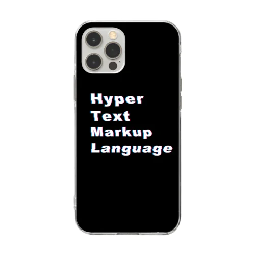 Hyper Text Markup Language(#000000 グリッチ) Soft Clear Smartphone Case