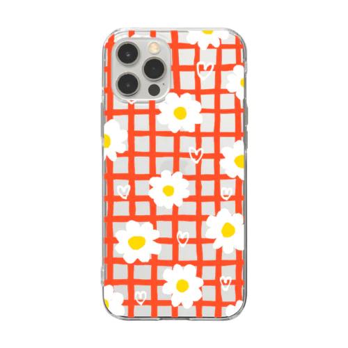 めちゃかわマーガレット / レッド Soft Clear Smartphone Case