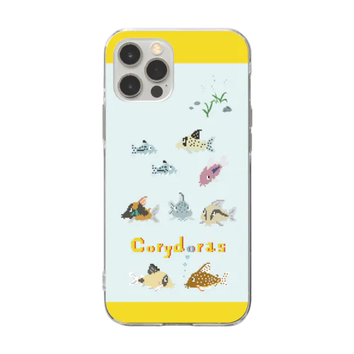 ドット絵コリドラス縞柄 Soft Clear Smartphone Case