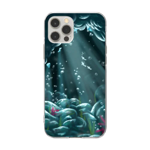 海のイラストスマホケース Soft Clear Smartphone Case