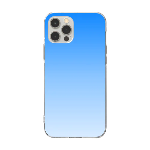 グラデーションスマホケース　青　水色 Soft Clear Smartphone Case