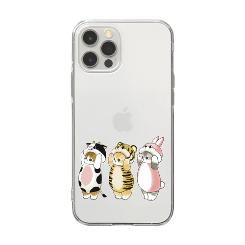 被り物にゃん Soft Clear Smartphone Case